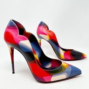 Christian Louboutin Hot Chick 100 Printed Leather Pumps Size 39